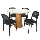 Conjunto Mesa de Jantar Redonda Quiara 100cm Branco com 4 Cadeiras Roma - ALL BLACK