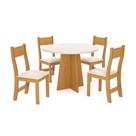 Conjunto Mesa de Jantar Redonda Slin Mel 4 Cadeiras Brisa Linho Bege Conjunto Mesa de Jantar Redonda Slin Mel 4 Cadeiras Brisa Linho Bege