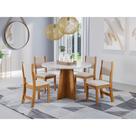 Conjunto Mesa de Jantar Redonda Slin Mel 4 Cadeiras Sol Linho Bege Conjunto Mesa de Jantar Redonda Slin Mel 4 Cadeiras Sol Linho Bege