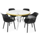 Conjunto Mesa de Jantar Redonda Solaris Branca 120cm com 4 Cadeiras Marcela - Preto