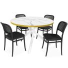 Conjunto Mesa de Jantar Redonda Solaris Branca 120cm com 4 Cadeiras Roma - ALL BLACK