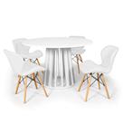 Conjunto Mesa de Jantar Redonda Talia Branca 120cm com 4 Cadeiras Eiffel Slim - Branco