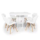 Conjunto Mesa de Jantar Redonda Talia Branca 120cm com 6 Cadeiras Eiffel Slim - Branco