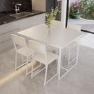 Conjunto Mesa de Jantar Retangular Branca 4 Cadeiras Estofado Riviera Industrial Branco Conjunto Mesa de Jantar Retangular Branca 4 Cadeiras Estofado Riviera Industrial Branco
