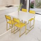 Conjunto Mesa de Jantar Retangular Branca 4 Cadeiras Estofado Riviera Industrial Dourado