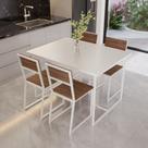 Conjunto Mesa de Jantar Retangular Branca 4 Cadeiras Imbuia Riviera Industrial Branco