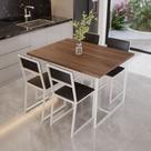 Conjunto Mesa de Jantar Retangular Imbuia 4 Cadeiras Estofado Riviera Industrial Branco Conjunto Mesa de Jantar Retangular Imbuia 4 Cadeiras Estofado Riviera Industrial Branco