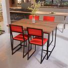 Conjunto Mesa de Jantar Retangular Imbuia 4 Cadeiras Estofado Riviera Industrial Preto
