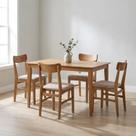 Conjunto Mesa de Jantar Retângular Madeira Maciça com 4 Cadeiras Estofadas Olmo Bege/Mel