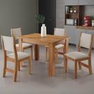Conjunto Mesa de Jantar Retangular Palace Mel 4 Cadeiras Sol Linho Bege Conjunto Mesa de Jantar Retangular Palace Mel 4 Cadeiras Sol Linho Bege