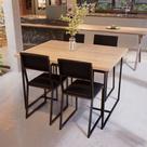 Conjunto Mesa de Jantar Retangular Pinus 4 Cadeiras Estofado Riviera Industrial Preto Conjunto Mesa de Jantar Retangular Pinus 4 Cadeiras Estofado Riviera Industrial Preto