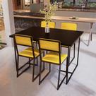 Conjunto Mesa de Jantar Retangular Preta 4 Cadeiras Estofado Riviera Industrial Preto Conjunto Mesa de Jantar Retangular Preta 4 Cadeiras Estofado Riviera Industrial Preto