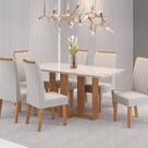 Conjunto Mesa de Jantar Retangular Viel 160cm X 80cm com Vidro e 6 Cadeiras