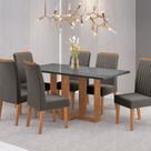 Conjunto Mesa de Jantar Retangular Viel 160x80cm sem Vidro e 6 Cadeiras