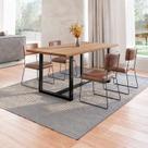 Conjunto Mesa de Jantar Rústica de Madeira Maciça com 4 Cadeiras Aço Roma