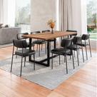 Conjunto Mesa de Jantar Rústica de Madeira Maciça com 8 Cadeiras Mona Conjunto Mesa de Jantar Rústica de Madeira Maciça com 8 Cadeiras Mona