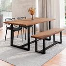 Conjunto Mesa de Jantar Rústica e Banco de Madeira Maciça com 2 Cadeiras Allegra Conjunto Mesa de Jantar Rústica e Banco de Madeira Maciça com 2 Cadeiras Allegra