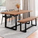 Conjunto Mesa de Jantar Rústica e Banco de Madeira Maciça com 2 Cadeiras Allegra Conjunto Mesa de Jantar Rústica e Banco de Madeira Maciça com 2 Cadeiras Allegra