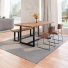 Conjunto Mesa de Jantar Rústica e Banco de Madeira Maciça com Cadeiras Aço Roma Conjunto Mesa de Jantar Rústica e Banco de Madeira Maciça com Cadeiras Aço Roma