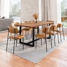 Conjunto Mesa de Jantar Rústica Madeira Maciça com 8 Cadeiras Mona
