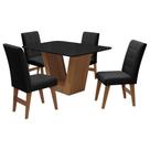 Conjunto Mesa de Jantar Safira com 04 Cadeiras Agata 135cm Cedro/Preto/Preto - ADJ DECOR