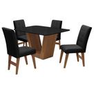 Conjunto Mesa de Jantar Safira com 04 Cadeiras Agata 135cm Cedro/Preto/Preto - Amarena Móveis