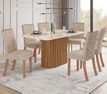 Conjunto Mesa de Jantar Solana com Vidro e 6 Cadeiras Esther Henn - Nature/Off White/Creme