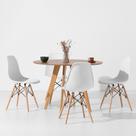 Conjunto Mesa de Jantar Square Redonda Freijó - 1,08m + 4 Cadeiras Eiffel - Branca