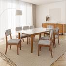 Conjunto Mesa de Jantar Tangará 210cm e 8 Cadeiras Estofadas Tiê CabeCasa MadeiraOriginals