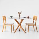 Conjunto Mesa de Jantar Thai Vidro Off White com 2 Cadeiras Lalá Palha Natural Cru - 1,20m Conjunto Mesa de Jantar Thai Vidro Off White com 2 Cadeiras Lalá Palha Natural Cru - 1,20m