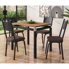 Conjunto Mesa de Jantar Tubular com 4 Cadeiras Malva Tampo BP 91x68cm 151 Preto Fosco Assento Imbuia - Combo Stock