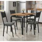 Conjunto Mesa de Jantar Tubular com 4 Cadeiras Malva Tampo BP 91x68cm 151 Preto Fosco Assento Platina - Movelpolo