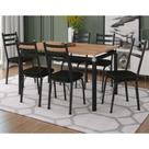 Conjunto Mesa de Jantar Tubular com 6 Cadeiras Malva Tampo BP 136cm Nature 141 SF Preto - Movelpolo