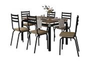 Conjunto Mesa de jantar Tubular com 6 Cadeiras Malva Tampo BP 136cm Preto Nature 118 Assento Rattan - Movelpolo Conjunto Mesa de jantar Tubular com 6 Cadeiras Malva Tampo BP 136cm Preto Nature 118 Assento Rattan - Movelpolo