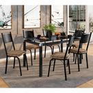 Conjunto Mesa de Jantar Tubular com 6 Cadeiras Malva Tampo Vidro 140cm 151 SF Preto/Rattan - Movelpolo