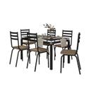 Conjunto Mesa de Jantar Tubular com 6 Cadeiras Malva Tampo Vidro Retangular 140cm 118 Preto/Rattan - Combo Stock