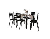 Conjunto Mesa de Jantar Tubular com 6 Cadeiras Malva Tampo Vidro Retangular 140cm 118 SF Preto - Combo Stock
