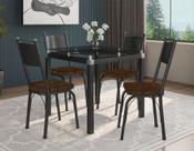 Conjunto Mesa de Jantar Tubular Malva Tampo de Vidro Quadrado 75cm com 4 Cadeiras 151 SF Preto/Imbuia - Combo Stock