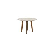 Conjunto Mesa de Jantar TUR Sala Redonda Com Vidro Modelo Retrô Com Pés em Madeira Cor White