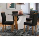 Conjunto Mesa de Jantar Veneza 1,20m Tampo de Madeira com Vidro Colado com 4 Cadeiras Ana Ypê/Preto/Ja03 - New Ceval