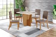 Conjunto Mesa de Jantar Vértice com Vidro e 4 Cadeiras Milla Henn - Nature/Off White/Amendoa Conjunto Mesa de Jantar Vértice com Vidro e 4 Cadeiras Milla Henn - Nature/Off White/Amendoa