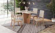 Conjunto Mesa de Jantar Vértice com Vidro e 4 Cadeiras Milla Henn - Nature/Off White/Linho Conjunto Mesa de Jantar Vértice com Vidro e 4 Cadeiras Milla Henn - Nature/Off White/Linho