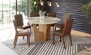 Conjunto Mesa de Jantar Vértice Redonda com Vidro e 6 Cadeiras Pietra Henn