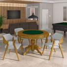 Conjunto Mesa de Jogos Carteado Bellagio Tampo Reversível Verde e 4 Cadeiras Madeira Poker Base Estrela Linho Cinza/Mel G42 - Gran Belo Conjunto Mesa de Jogos Carteado Bellagio Tampo Reversível Verde e 4 Cadeiras Madeira Poker Base Estrela Linho Cinza/Mel G42 - Gran Belo