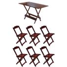 Conjunto Mesa de Madeira Dobravel 120x70 Imbuia 6 Cadeiras