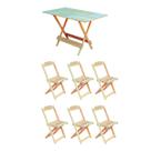 Conjunto Mesa de Madeira Dobravel 120x70 sem Pintura/crua 6 Cadeiras