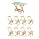 Conjunto Mesa de Madeira Dobravel 1,20x70 sem Pintura/crua 8 Cadeiras