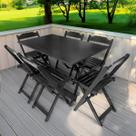 Conjunto Mesa de MDF 120x70 com 6 Cadeiras Dobráveis Imbuia