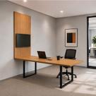 Conjunto Mesa de Reunião 200cm com Painel de TV MDF Freijó e Preto Conjunto Mesa de Reunião 200cm com Painel de TV MDF Freijó e Preto