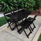 Conjunto Mesa Dobrável 120x70 MDF com 4 Cadeiras Imbuia